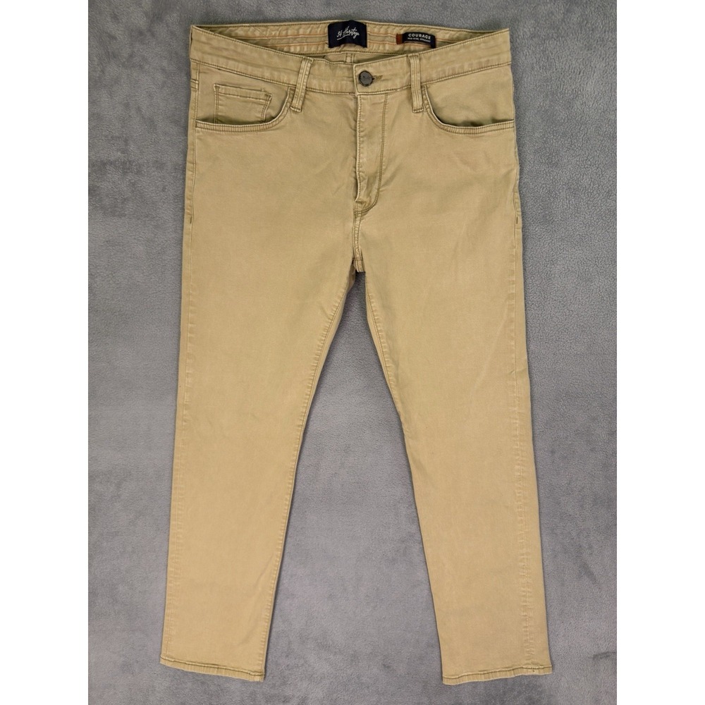 34 Heritage Jeans Mens 34x30 Tan Khaki Courage Mid Rise Straight Stretch